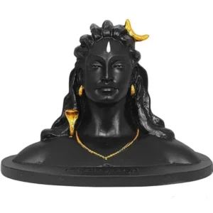 Small Adiyogi Decorative Showpiece - 8 cm (Clay, Black ,blue and golden) Decorative Showpiece